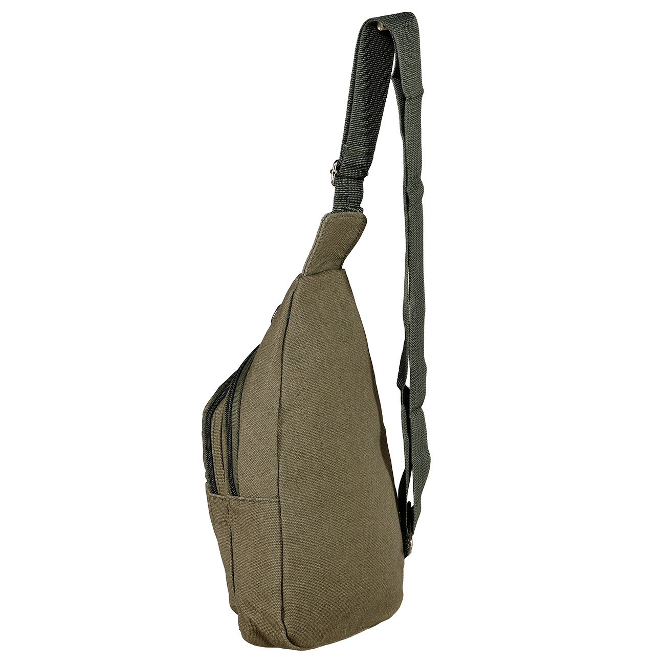 Kleine Schultertasche mit verstellbarem Trageriemen und mehreren Staufchern steingrau-oliv Bild 3