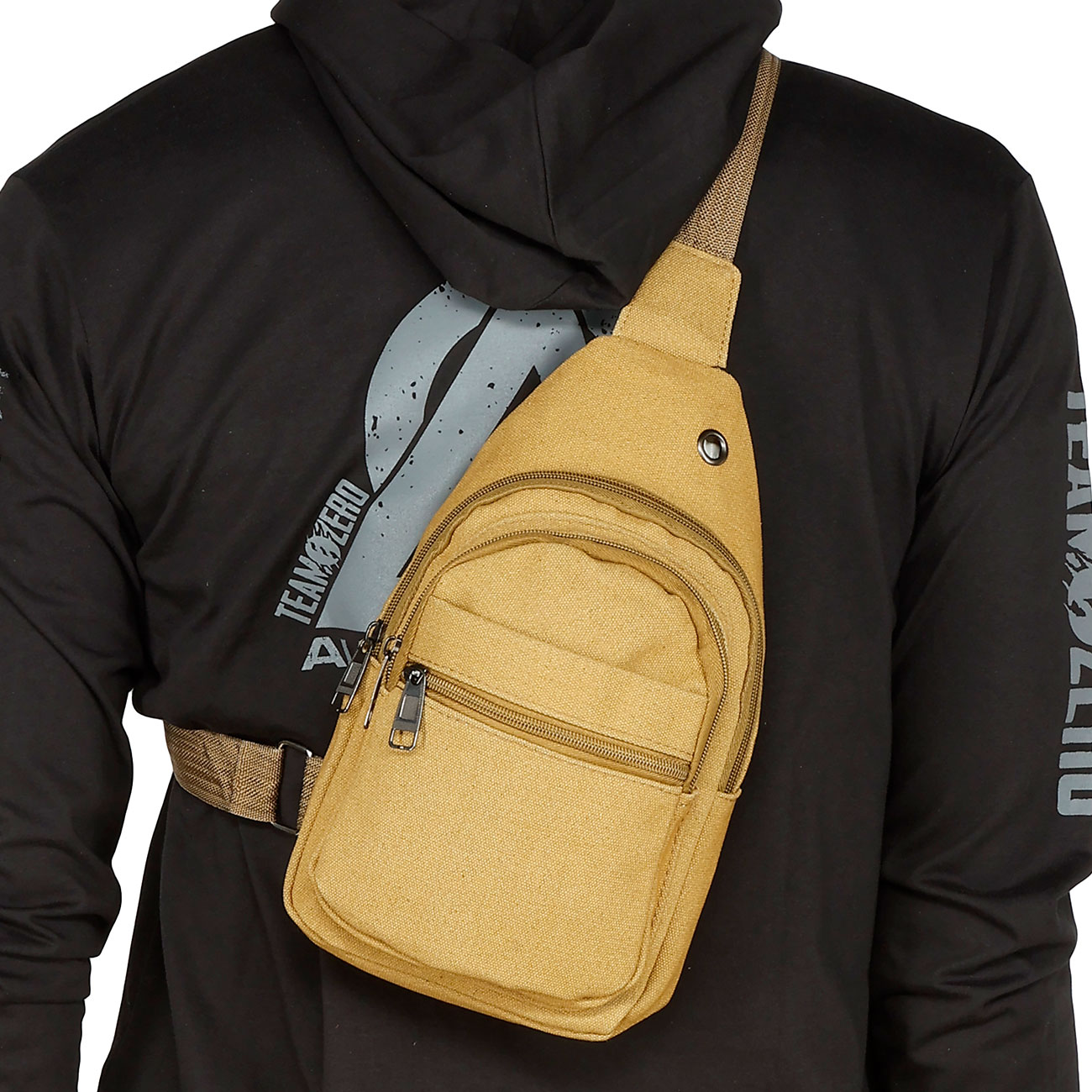 Kleine Schultertasche mit Trageriemen und mehreren Staufchern coyote Bild 4