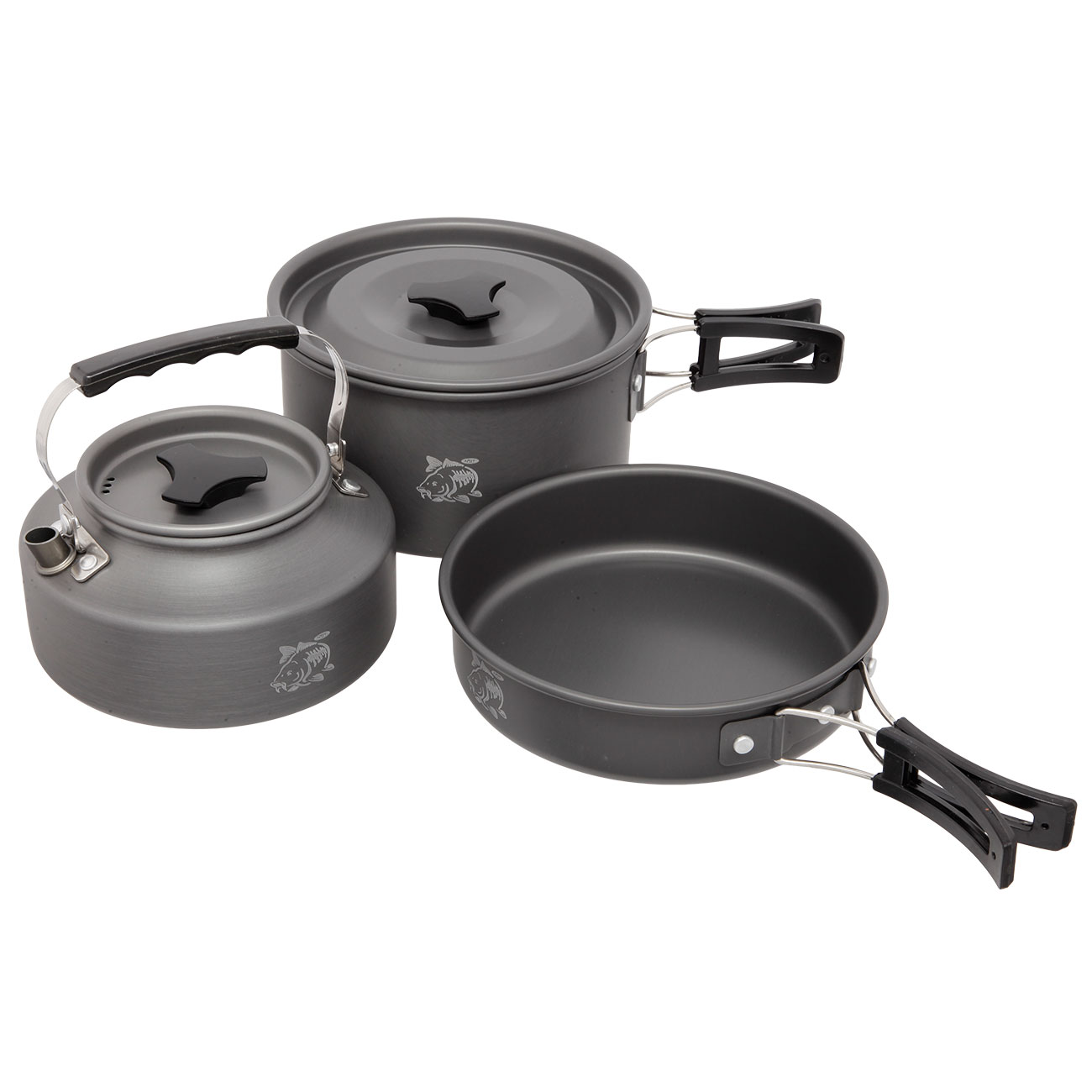 NGT Camping & Outdoor Koch Set 3-teilig Leichtgewicht aus eloxiertem Aluminium