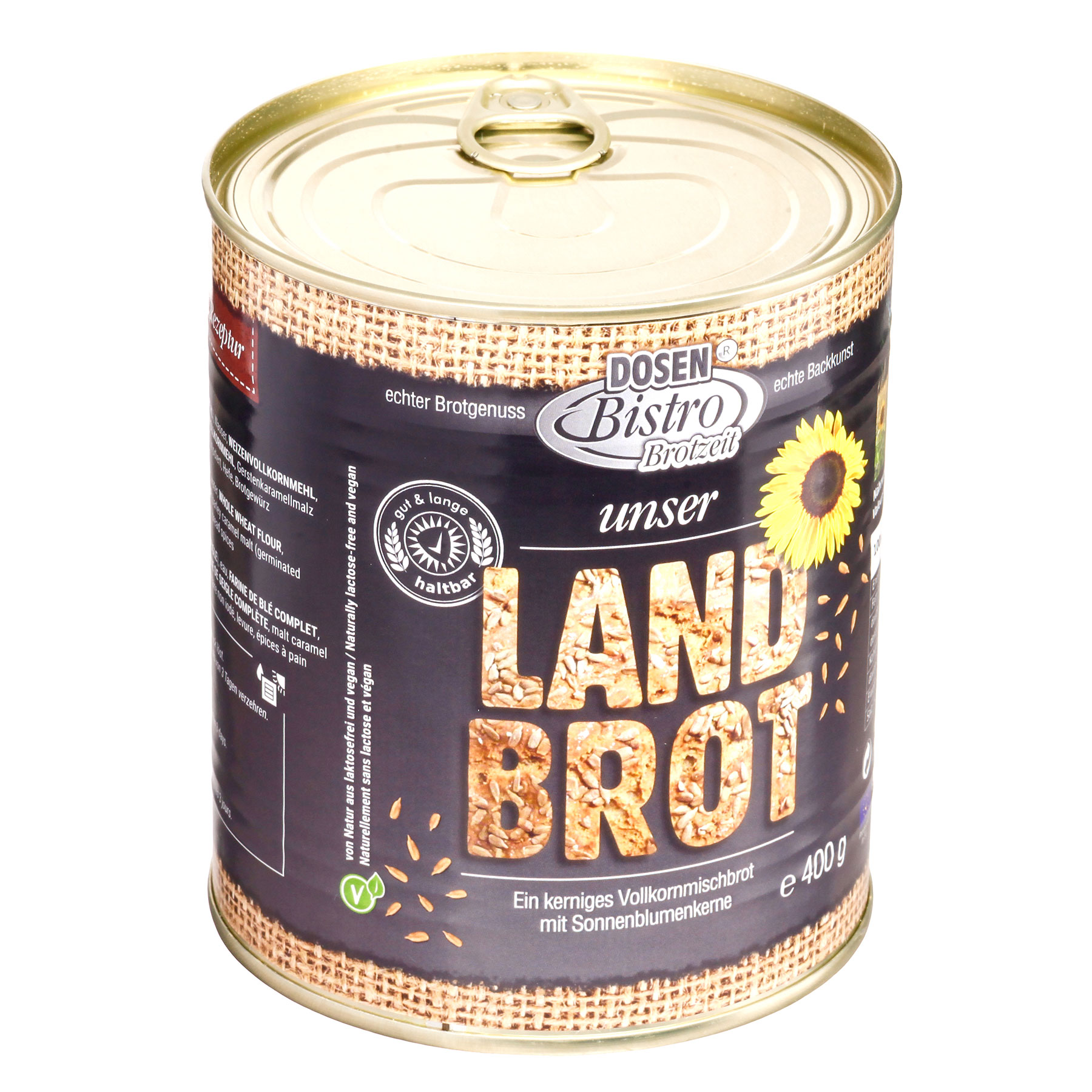DosenBistro Landbrot 400g  kerniges Vollkornmischbrot mit Sonnenblumenkerne
