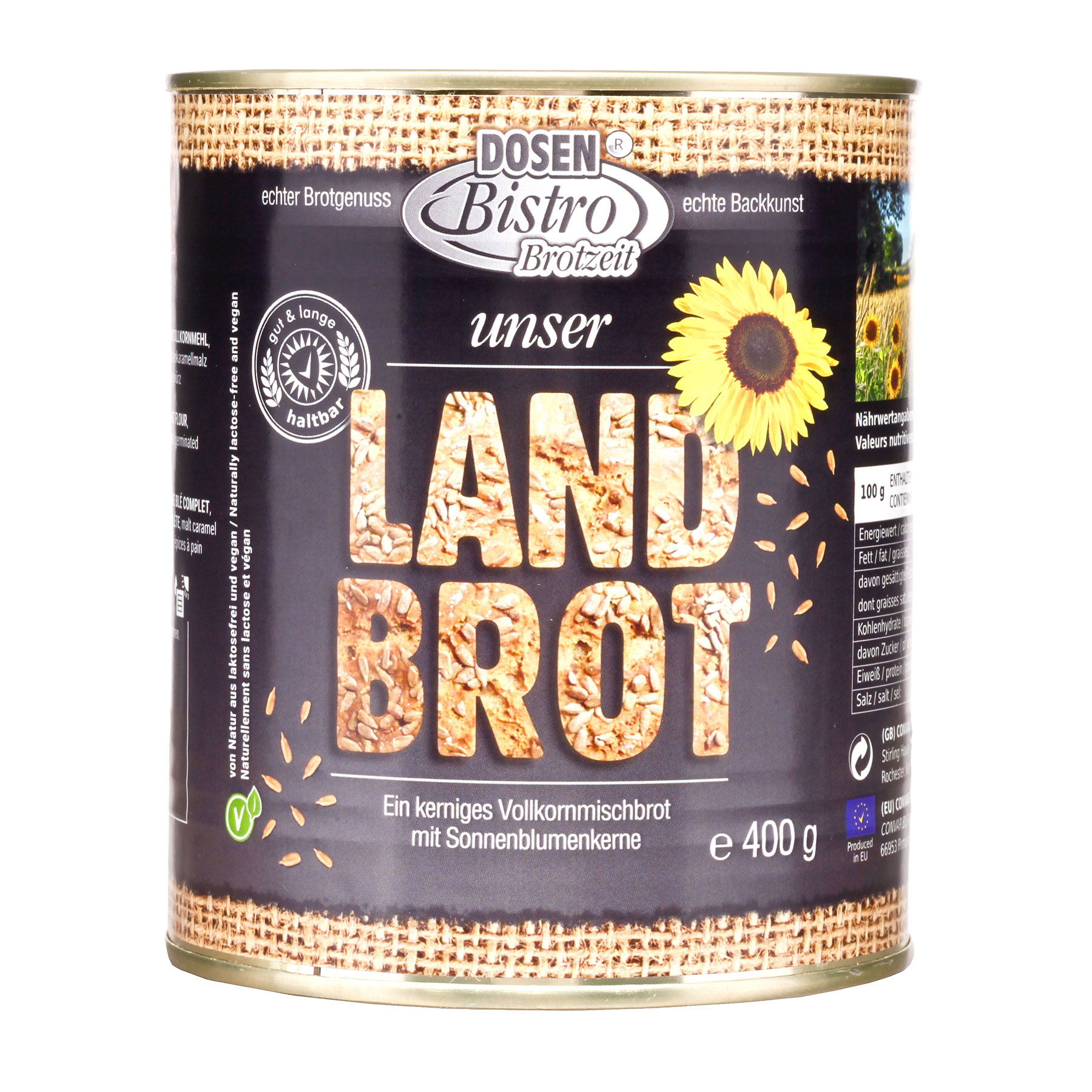 DosenBistro Landbrot 400g  kerniges Vollkornmischbrot mit Sonnenblumenkerne Bild 1