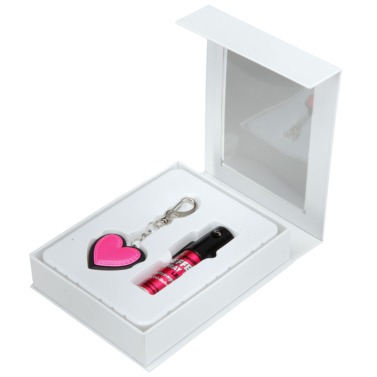 Selbstschutz Geschenkset Schutzengel pink Herzalarm und Pfefferspray Bild 1