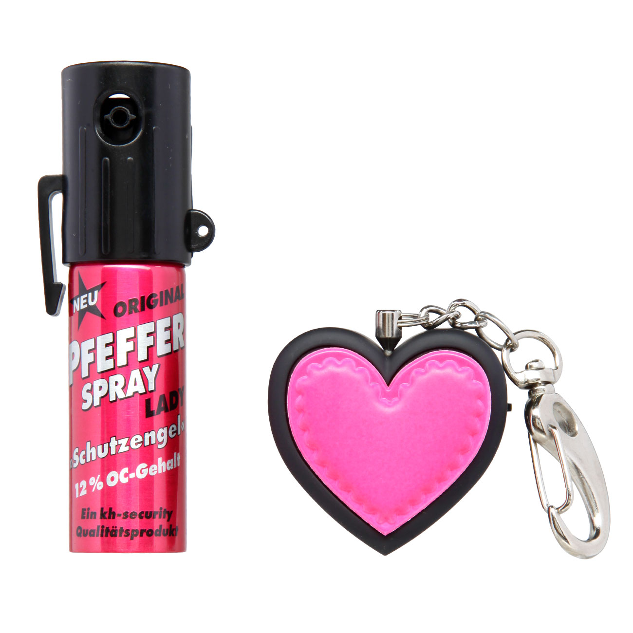 Selbstschutz Geschenkset Schutzengel pink Herzalarm und Pfefferspray Bild 2