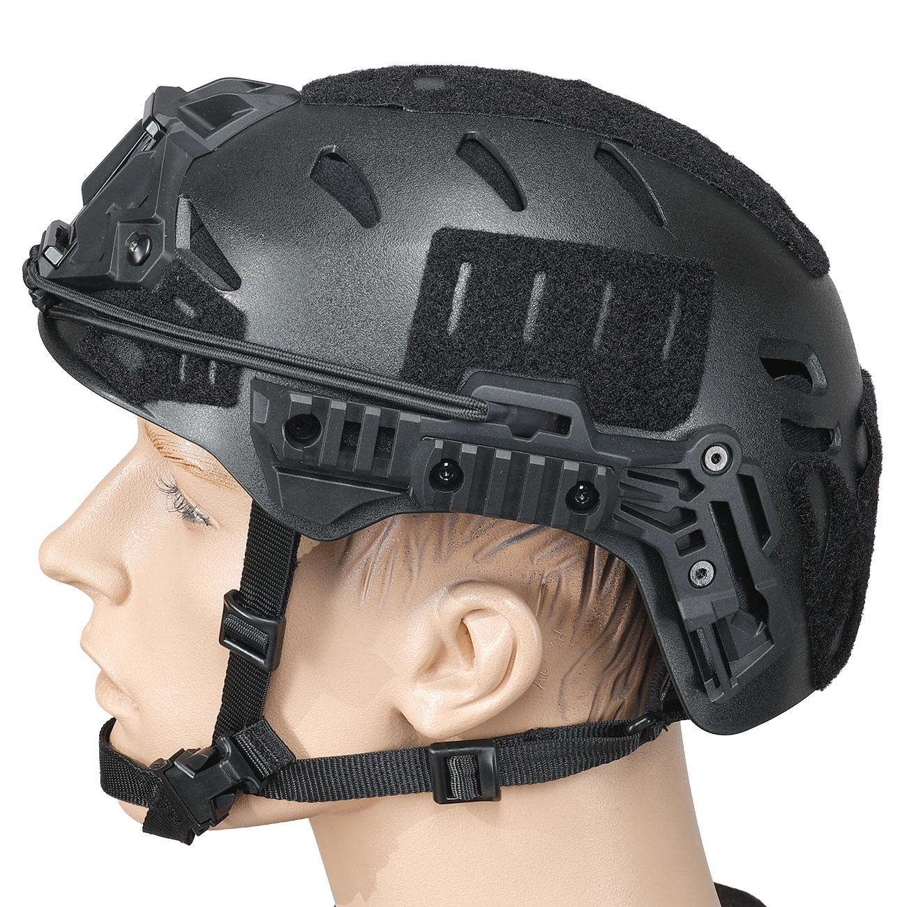 WoSport Airsoft Helm W-Style 3.0 Standard Version mit NVG Mount und seitlichen Rails verstellbar schwarz Bild 1