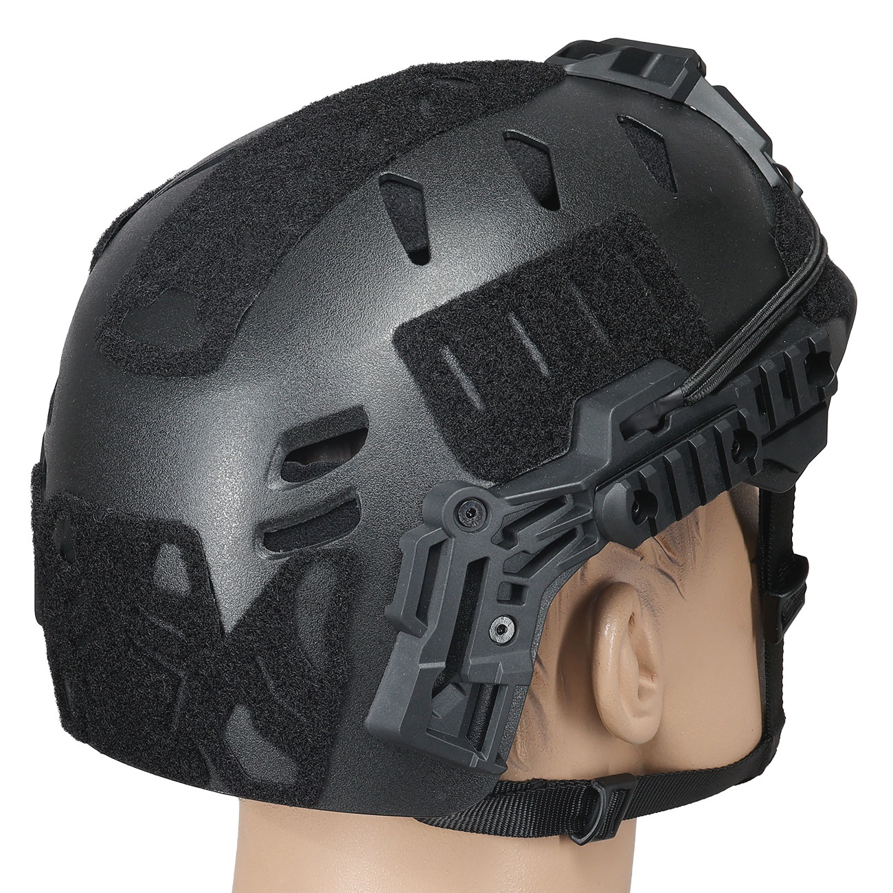 WoSport Airsoft Helm W-Style 3.0 Standard Version mit NVG Mount und seitlichen Rails verstellbar schwarz Bild 3