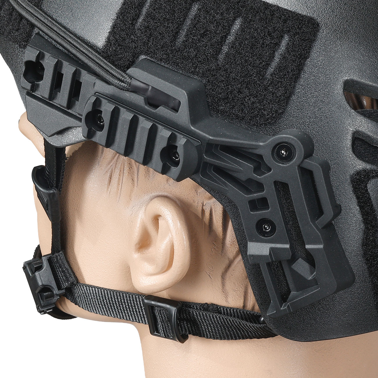 WoSport Airsoft Helm W-Style 3.0 Standard Version mit NVG Mount und seitlichen Rails verstellbar schwarz Bild 7