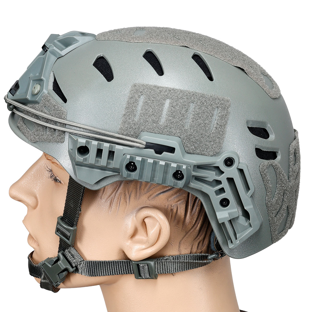 WoSport Airsoft Helm W-Style 3.0 Standard Version mit NVG Mount und seitlichen Rails verstellbar grau Bild 1