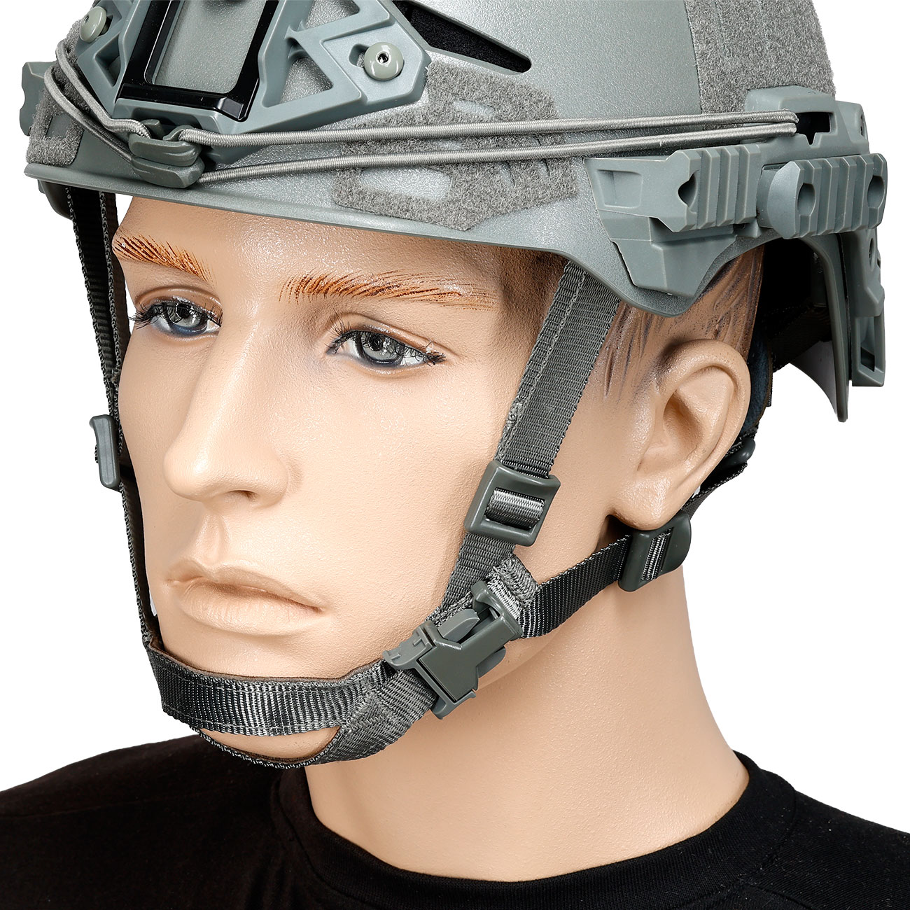 WoSport Airsoft Helm W-Style 3.0 Standard Version mit NVG Mount und seitlichen Rails verstellbar grau Bild 6