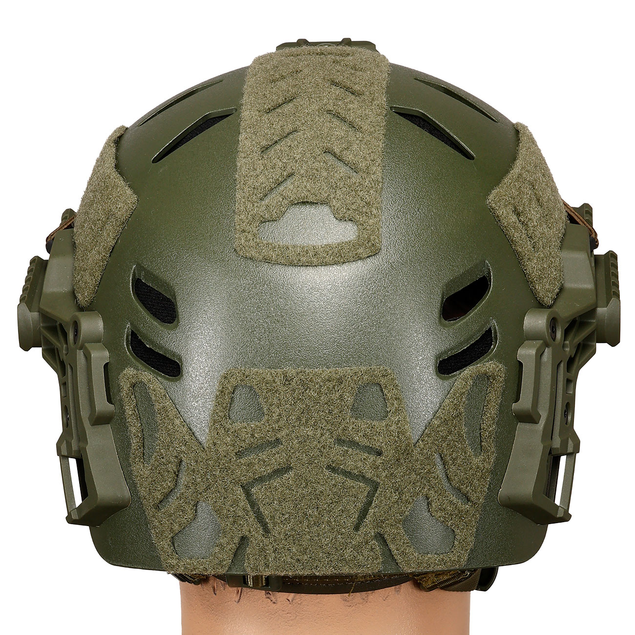 WoSport Airsoft Helm W-Style 3.0 Standard Version mit NVG Mount und seitlichen Rails verstellbar oliv Bild 4