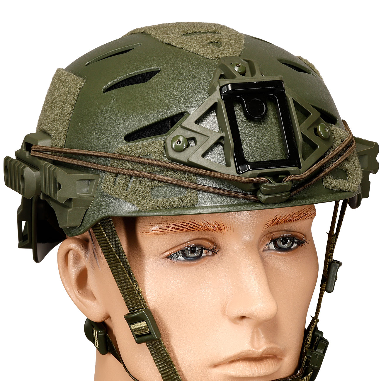 WoSport Airsoft Helm W-Style 3.0 Standard Version mit NVG Mount und seitlichen Rails verstellbar oliv Bild 5