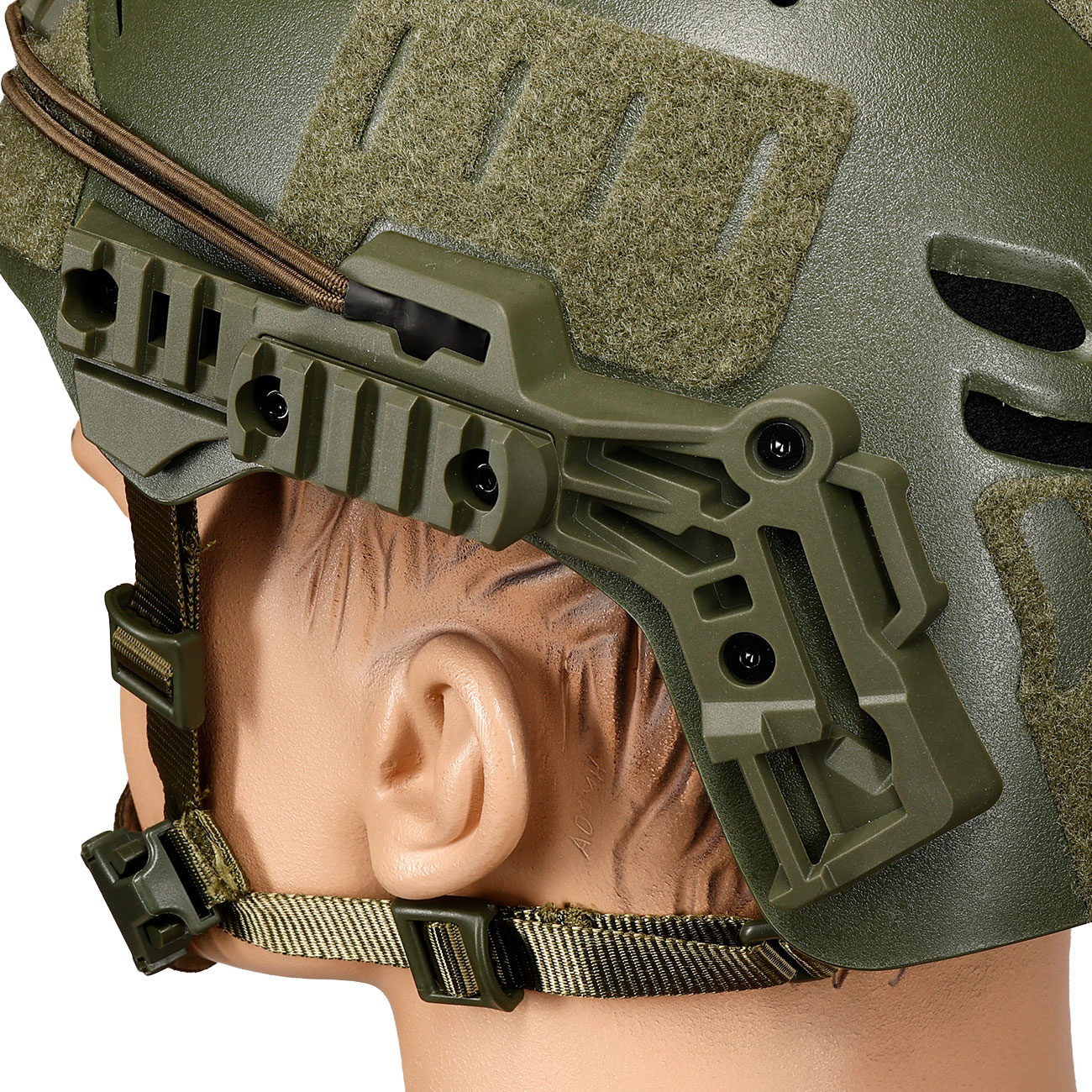 WoSport Airsoft Helm W-Style 3.0 Standard Version mit NVG Mount und seitlichen Rails verstellbar oliv Bild 7