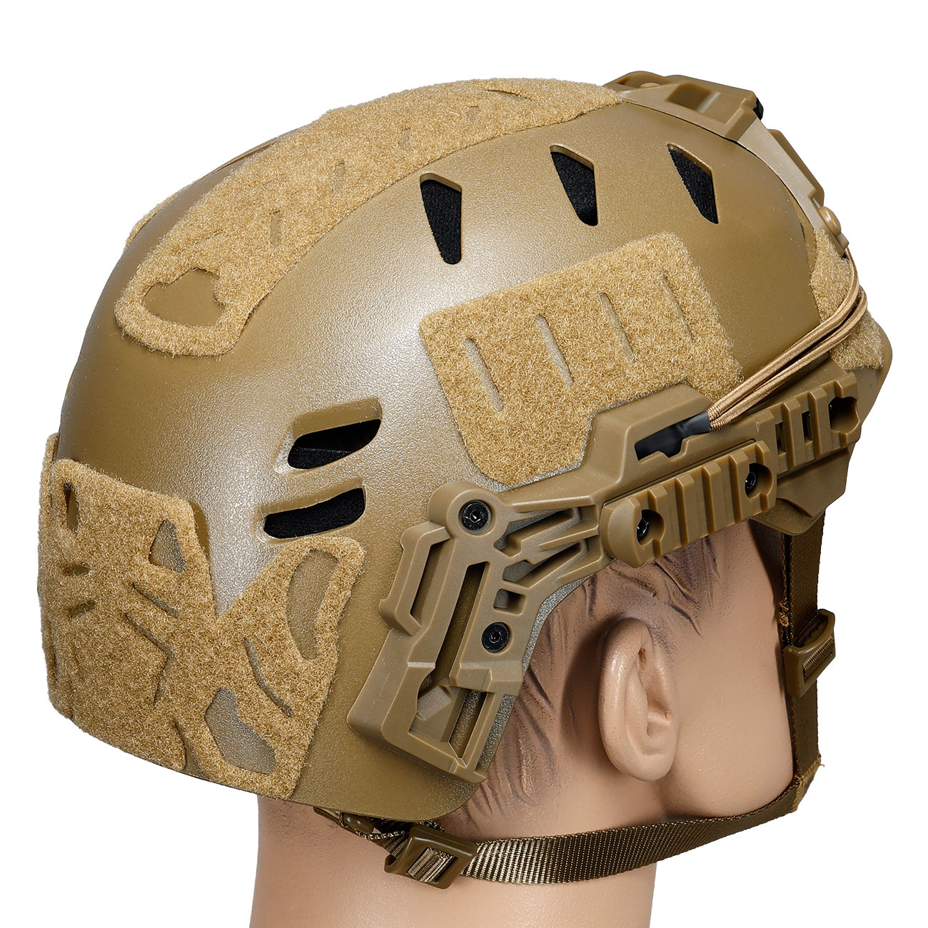 WoSport Airsoft Helm W-Style 3.0 Standard Version mit NVG Mount und seitlichen Rails verstellbar tan Bild 3