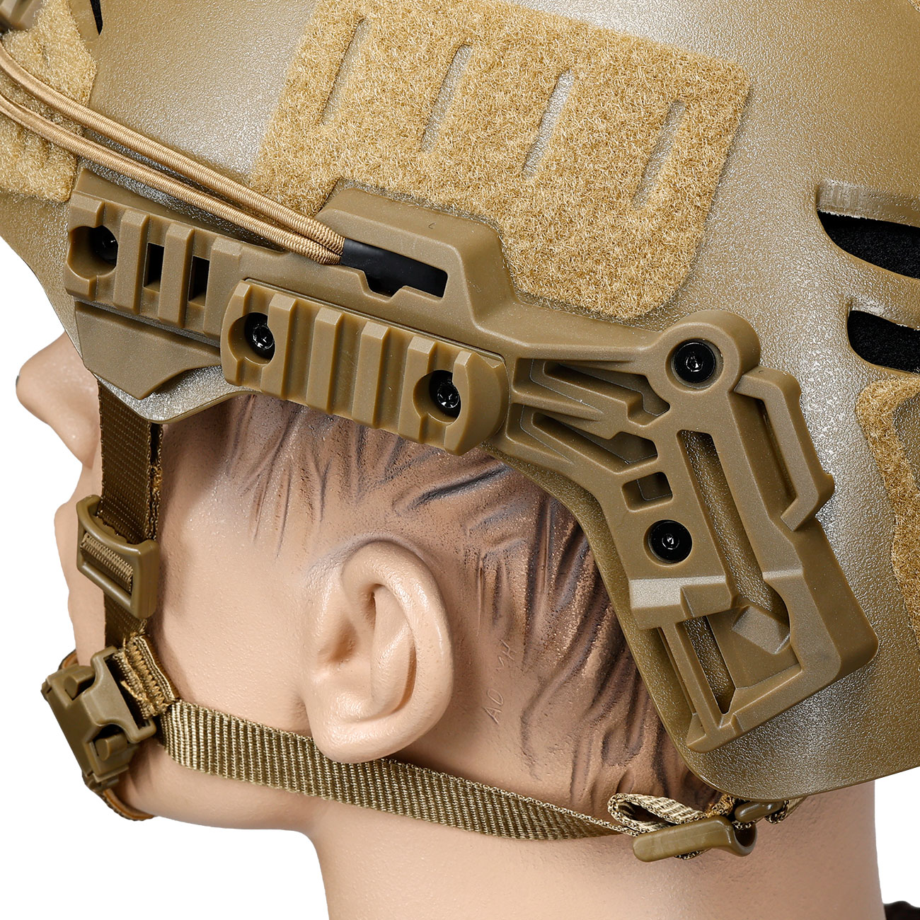 WoSport Airsoft Helm W-Style 3.0 Standard Version mit NVG Mount und seitlichen Rails verstellbar tan Bild 7