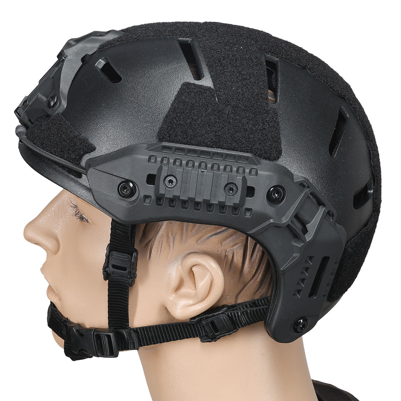 WoSport Airsoft Helm MK Training Style mit NVG Mount und seitlichen Rails verstellbar schwarz Bild 1