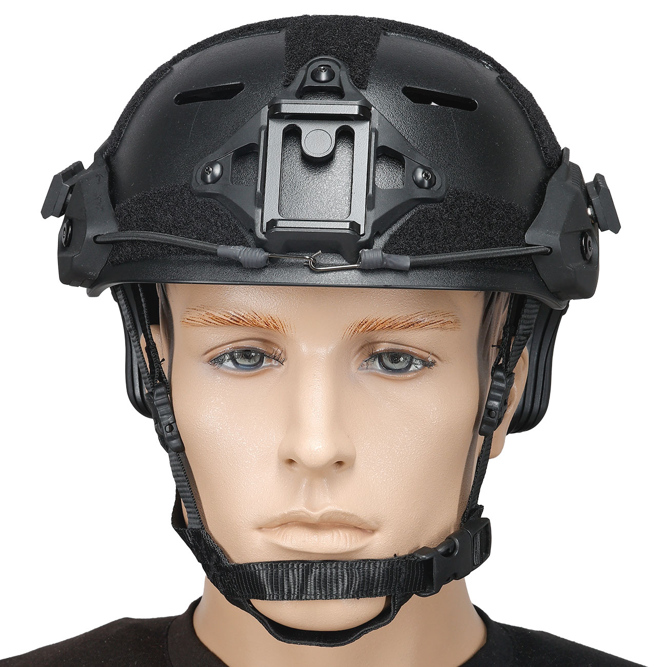 WoSport Airsoft Helm MK Training Style mit NVG Mount und seitlichen Rails verstellbar schwarz Bild 2