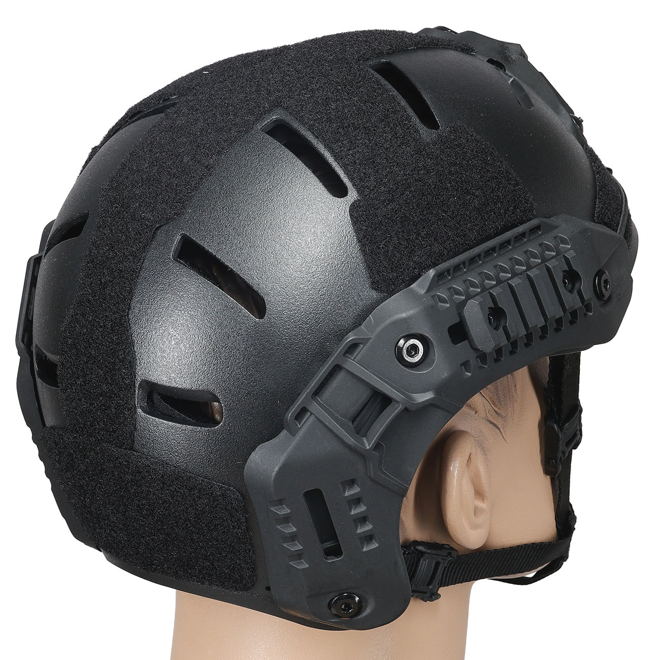 WoSport Airsoft Helm MK Training Style mit NVG Mount und seitlichen Rails verstellbar schwarz Bild 3