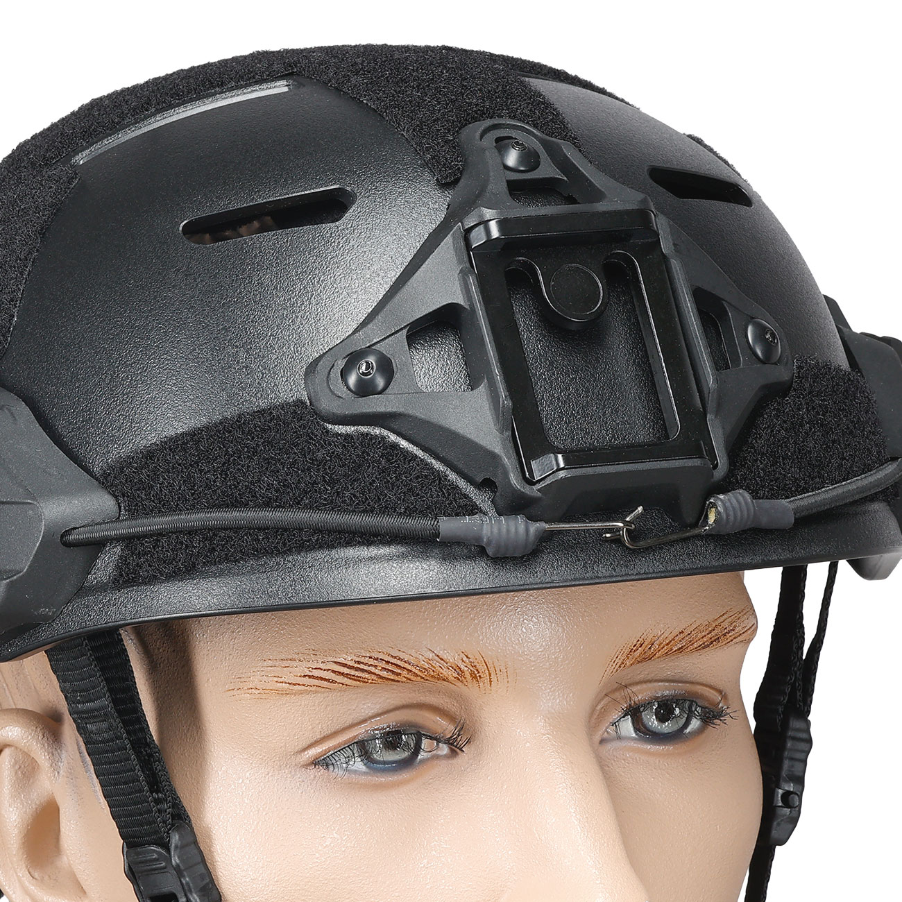 WoSport Airsoft Helm MK Training Style mit NVG Mount und seitlichen Rails verstellbar schwarz Bild 5