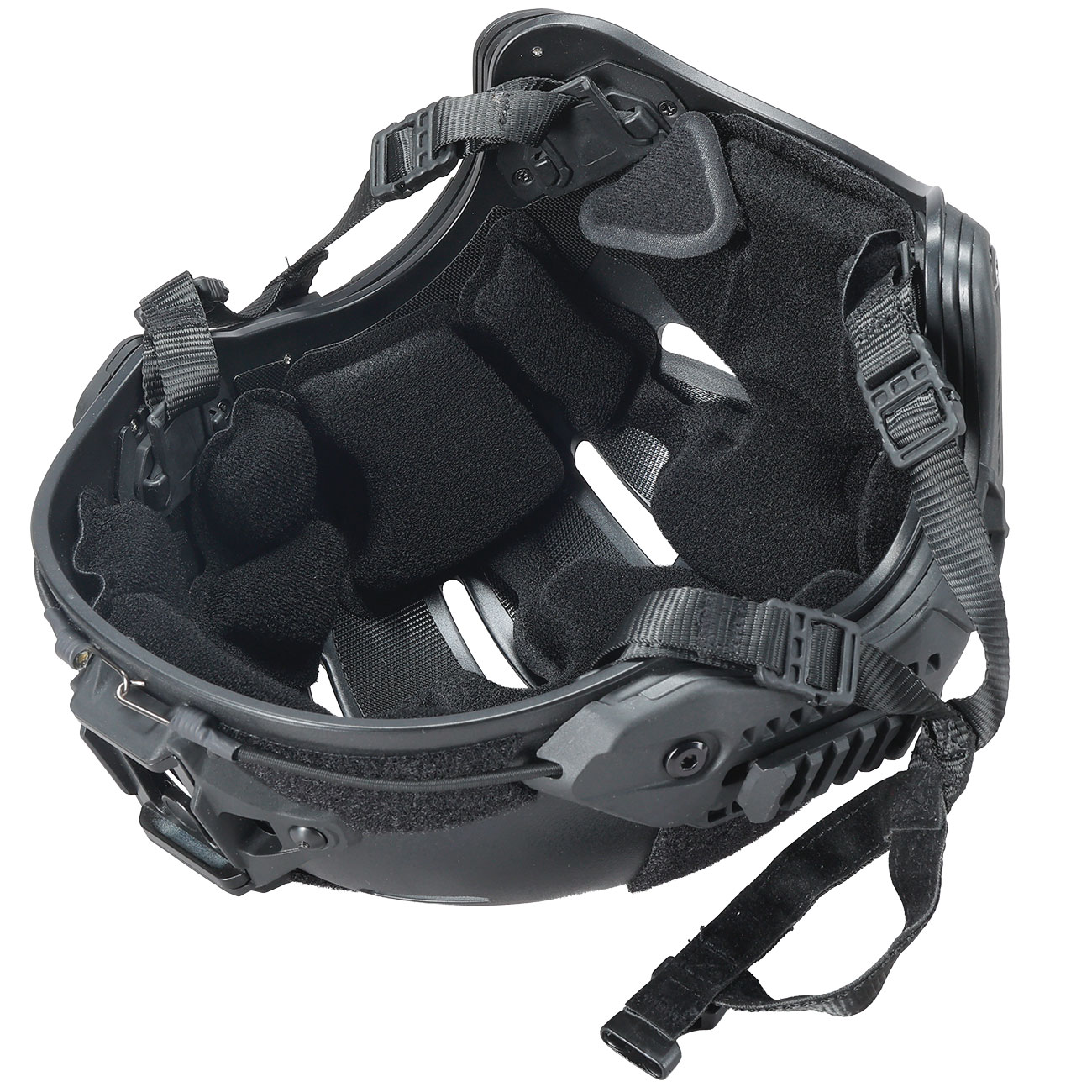 WoSport Airsoft Helm MK Training Style mit NVG Mount und seitlichen Rails verstellbar schwarz Bild 9