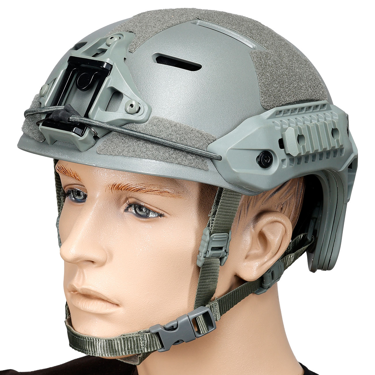 WoSport Airsoft Helm MK Training Style mit NVG Mount und seitlichen Rails verstellbar grau