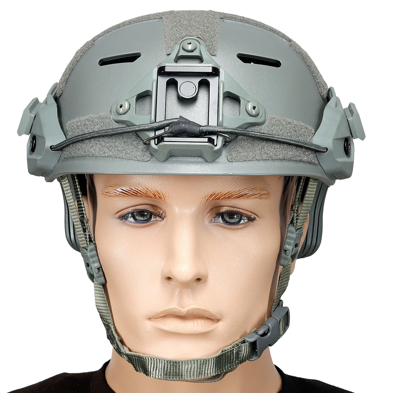 WoSport Airsoft Helm MK Training Style mit NVG Mount und seitlichen Rails verstellbar grau Bild 2