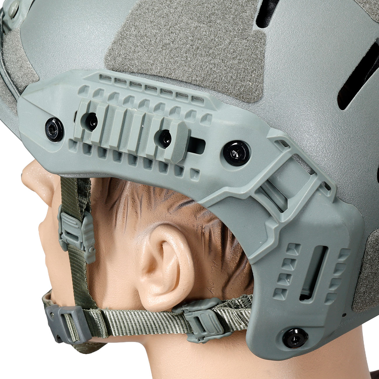 WoSport Airsoft Helm MK Training Style mit NVG Mount und seitlichen Rails verstellbar grau Bild 7