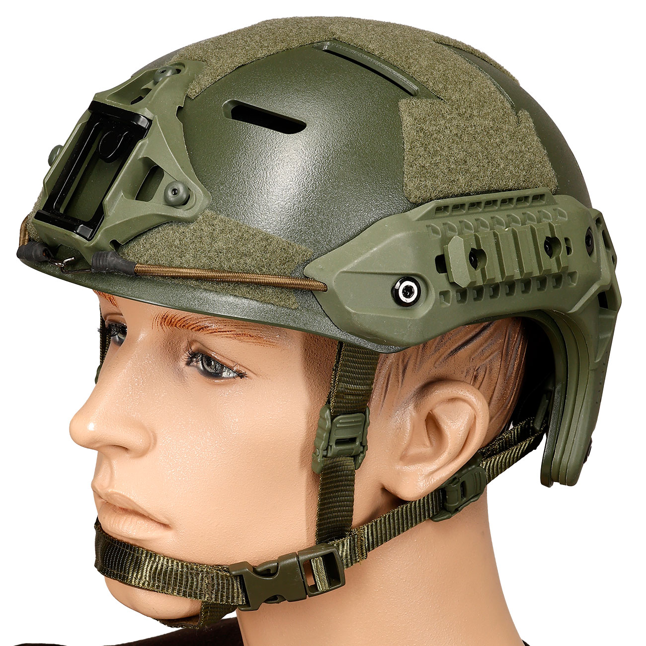 WoSport Airsoft Helm MK Training Style mit NVG Mount und seitlichen Rails verstellbar oliv
