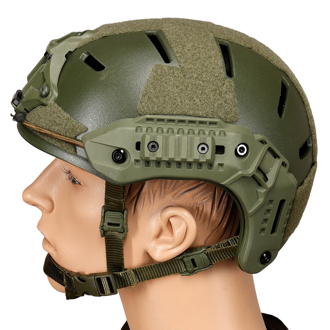 WoSport Airsoft Helm MK Training Style mit NVG Mount und seitlichen Rails verstellbar oliv Bild 1