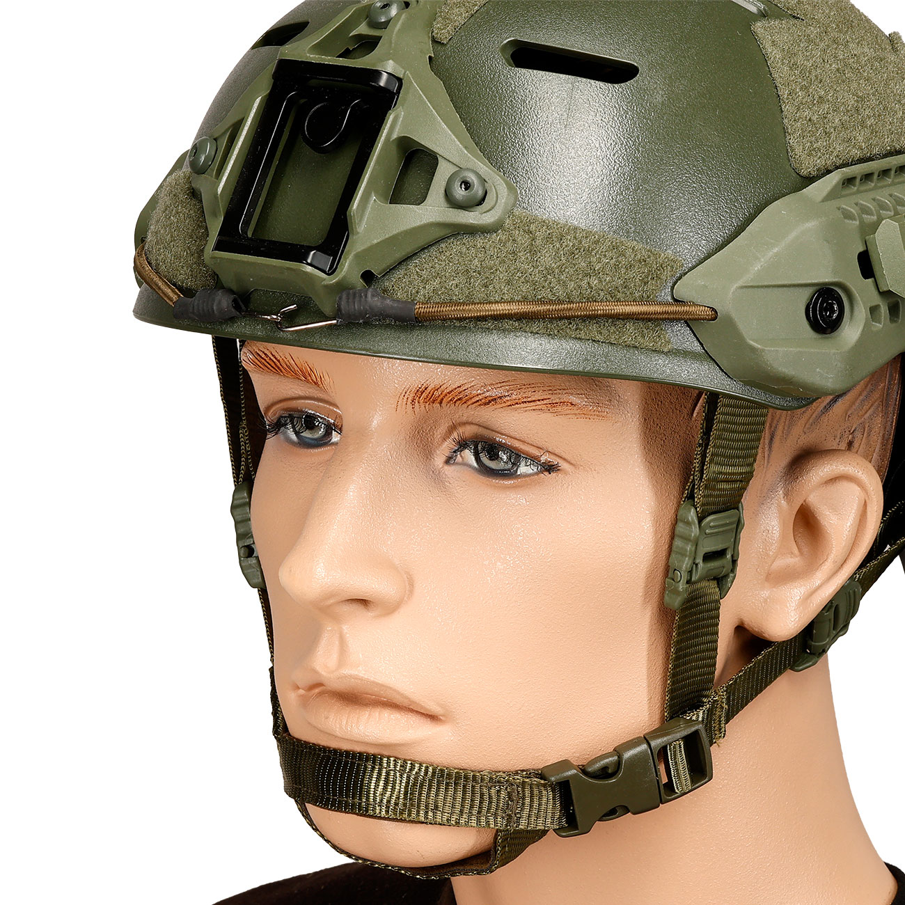 WoSport Airsoft Helm MK Training Style mit NVG Mount und seitlichen Rails verstellbar oliv Bild 6