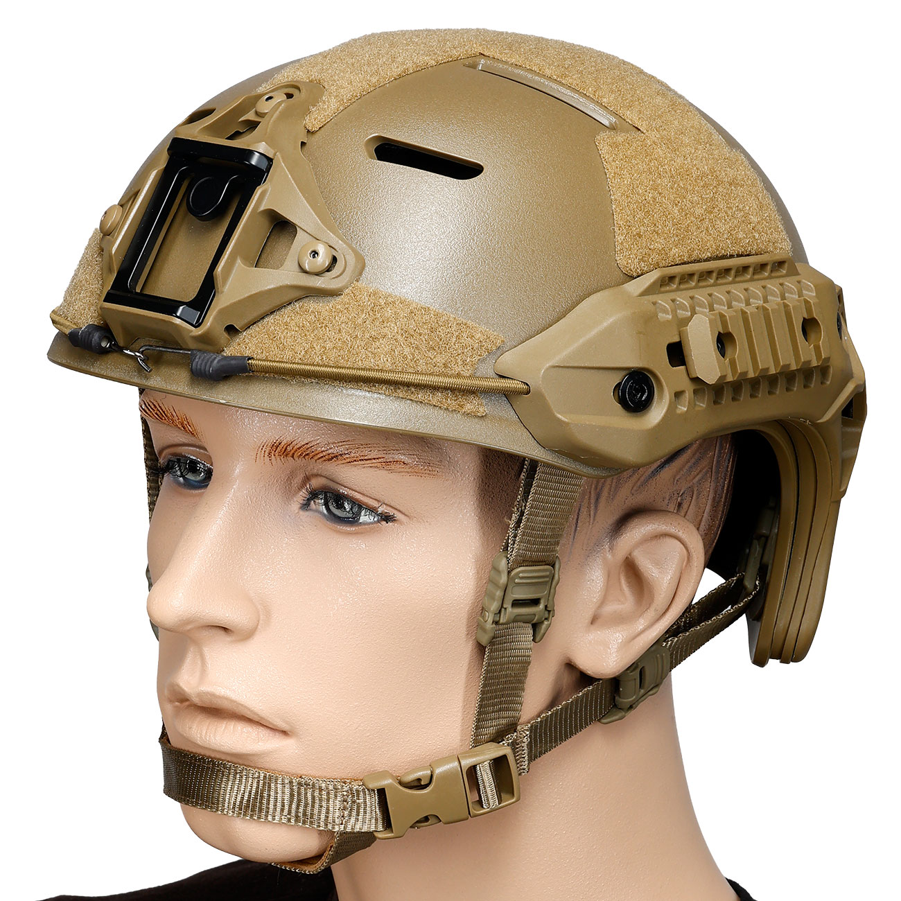 WoSport Airsoft Helm MK Training Style mit NVG Mount und seitlichen Rails verstellbar tan