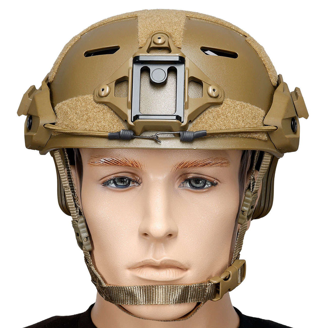 WoSport Airsoft Helm MK Training Style mit NVG Mount und seitlichen Rails verstellbar tan Bild 2