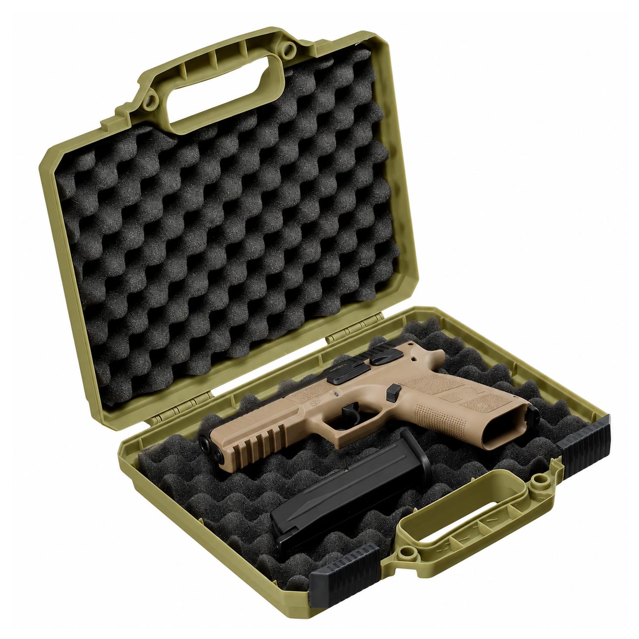 MAX Tactical Pistol Hard Case Pistolenkoffer 30 x 26 x 8,8 cm Waben-Schaumstoff oliv Bild 7