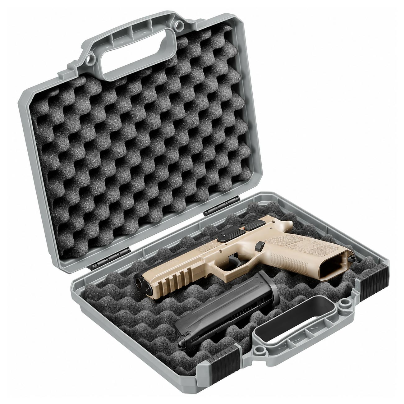 MAX Tactical Pistol Hard Case Pistolenkoffer 30 x 26 x 8,8 cm Waben-Schaumstoff grau Bild 6