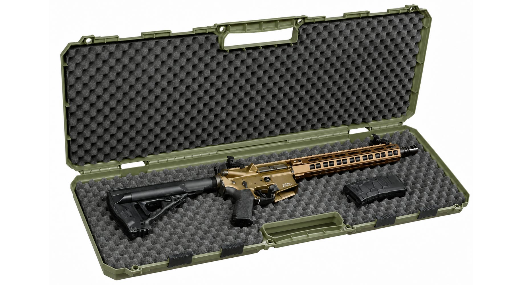 MAX Tactical Hard Case Waffenkoffer 100 x 35 x 10 cm Waben-Schaumstoff dark oliv Bild 5