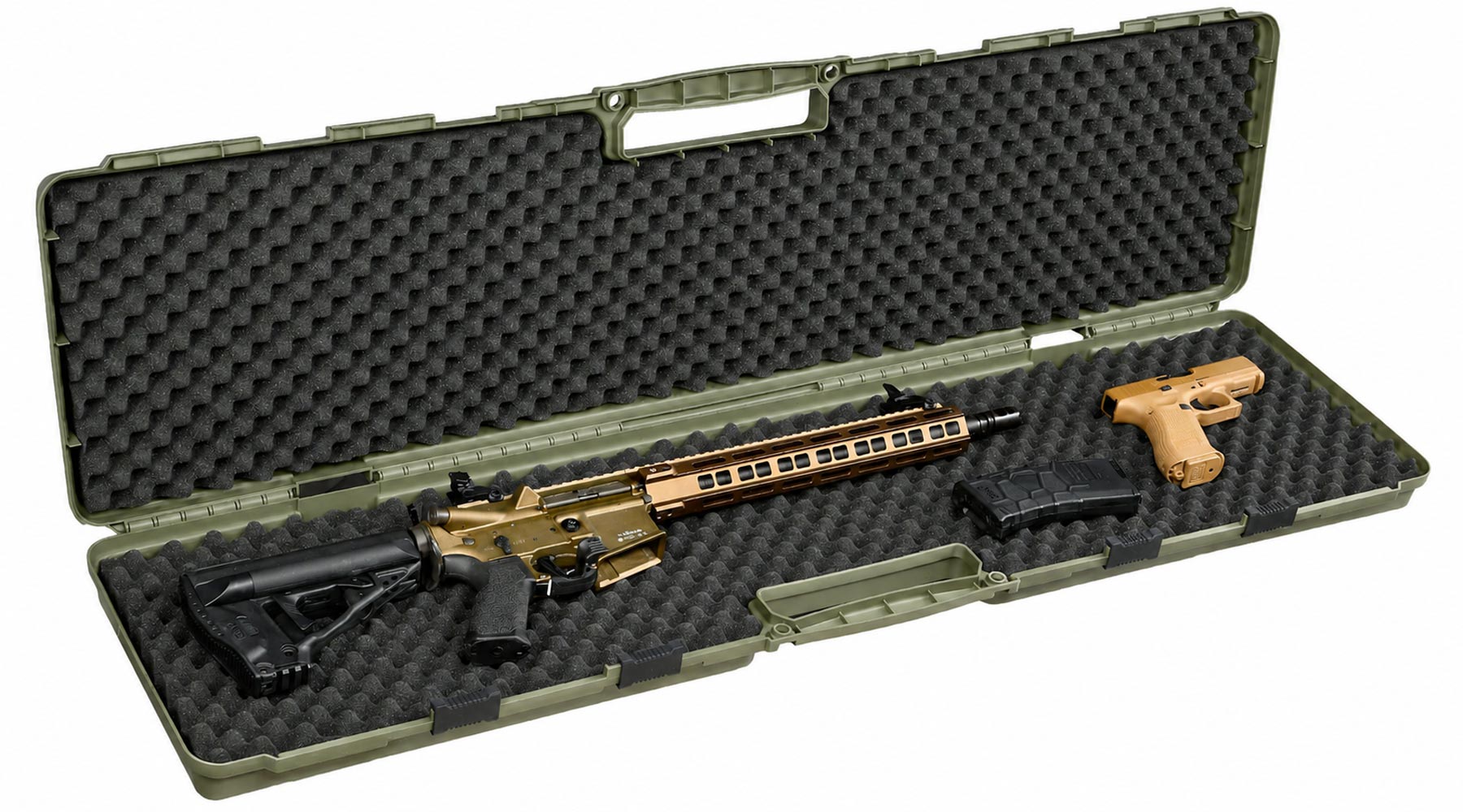 MAX Tactical Hard Case Waffenkoffer 120 x 33 x 11,5 cm Waben-Schaumstoff dark oliv Bild 5