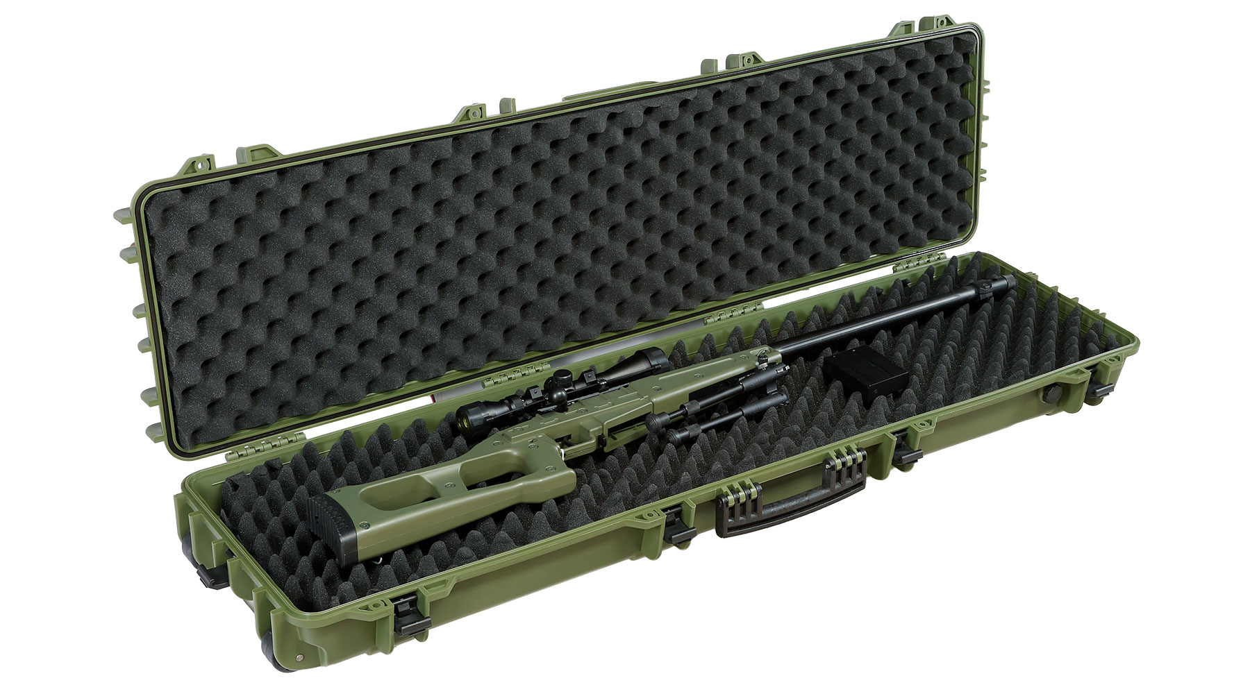Nuprol Large Hard Case Waffenkoffer / Trolley 139 x 39,5 x 16 cm Waben-Schaumstoff oliv - Velcro Edition Bild 4