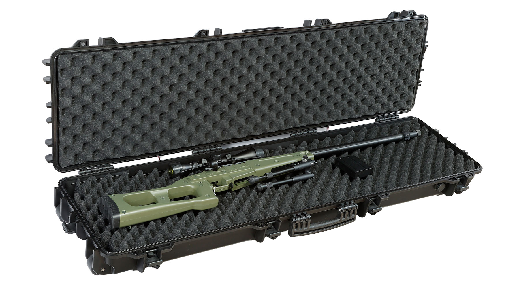 Nuprol Large Hard Case Waffenkoffer / Trolley 139 x 39,5 x 16 cm Waben-Schaumstoff schwarz - Velcro Edition Bild 4