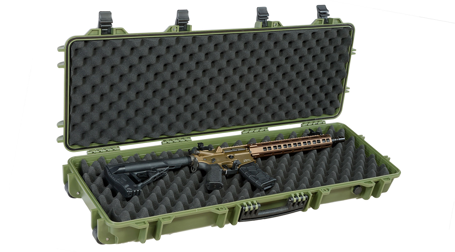 Nuprol Large Hard Case Waffenkoffer / Trolley 109 x 39,5 x 16 cm Waben-Schaumstoff oliv - Velcro Edition Bild 4