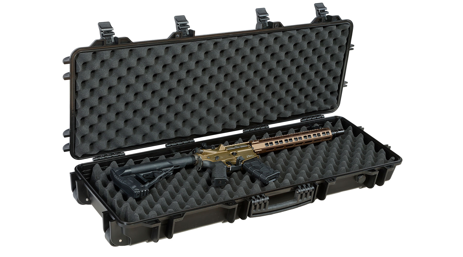 Nuprol Large Hard Case Waffenkoffer / Trolley 109 x 39,5 x 16 cm Waben-Schaumstoff schwarz - Velcro Edition Bild 4