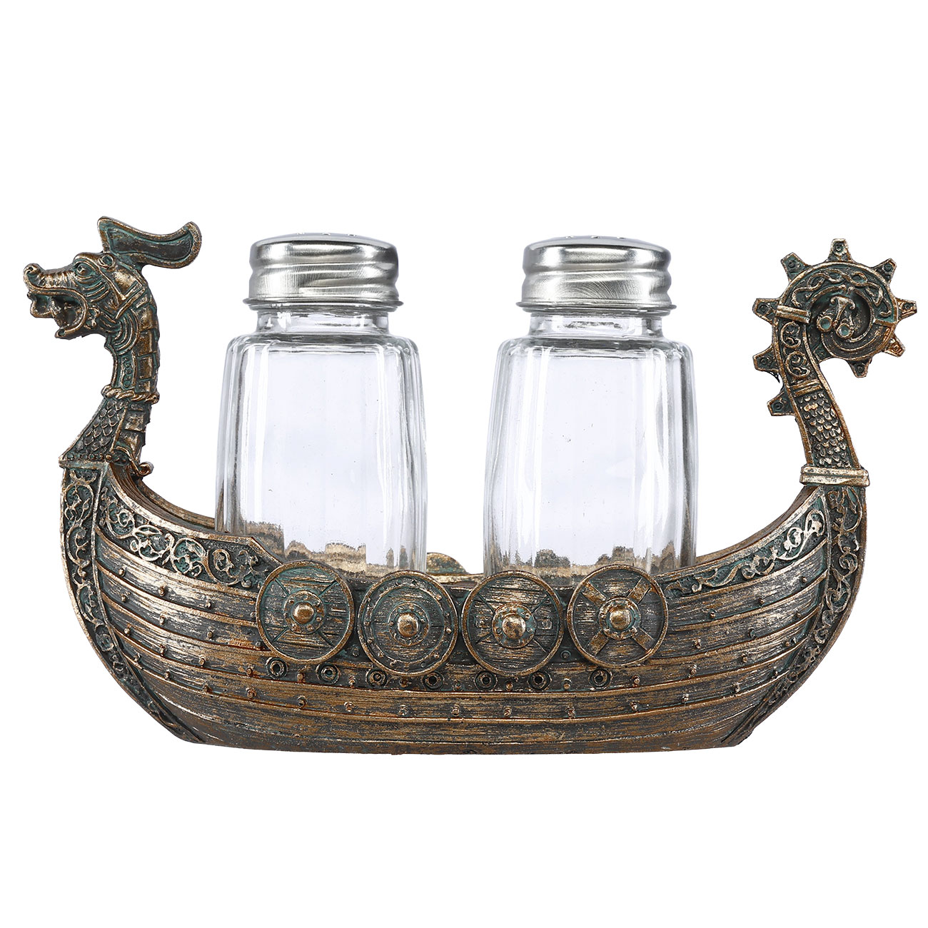 Vikingerschiff Drakkar mit Salz und Pfefferstreuer Bild 1
