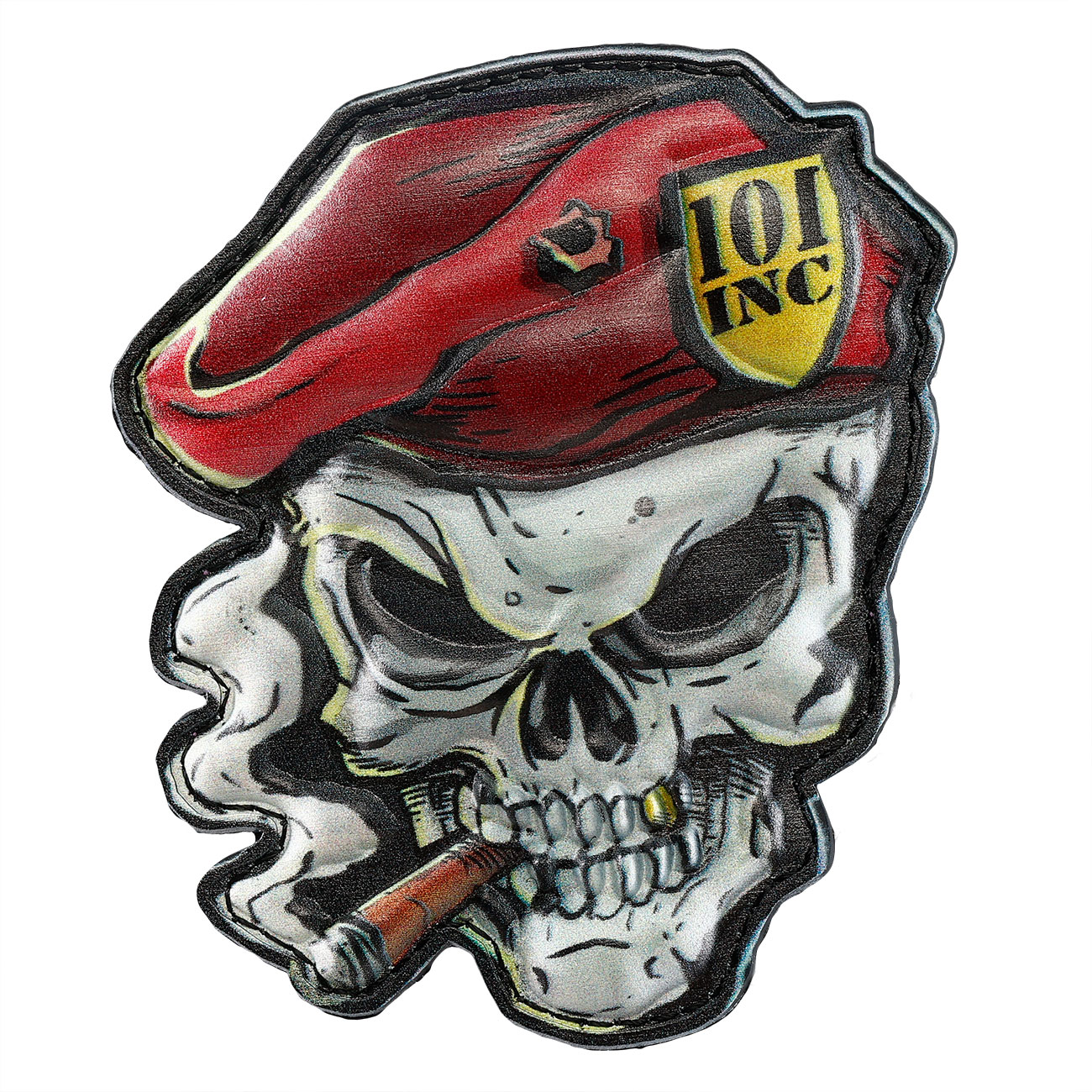 101INC Skull Patch Red Beret Bild 1