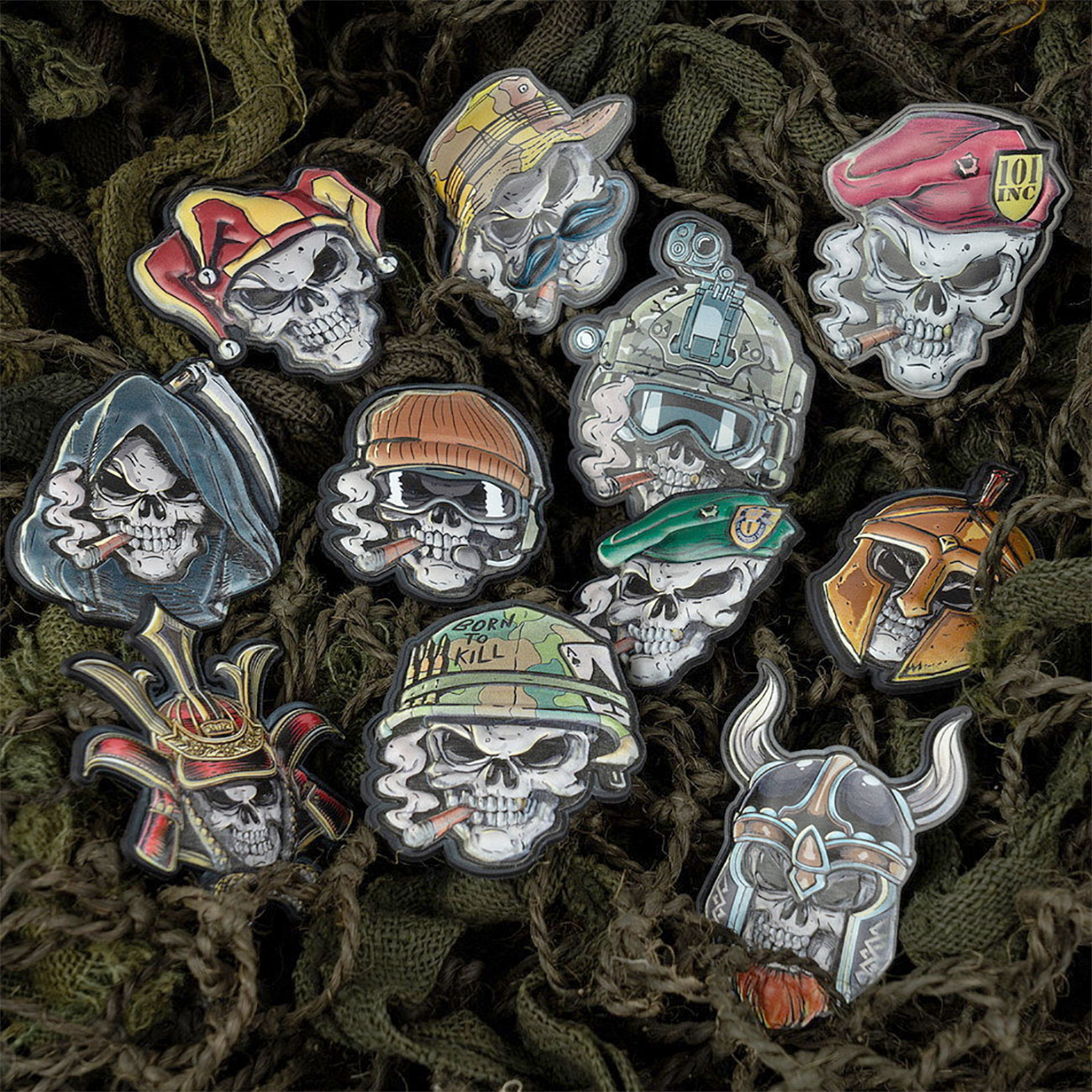 101INC Skull Patch Red Beret Bild 4