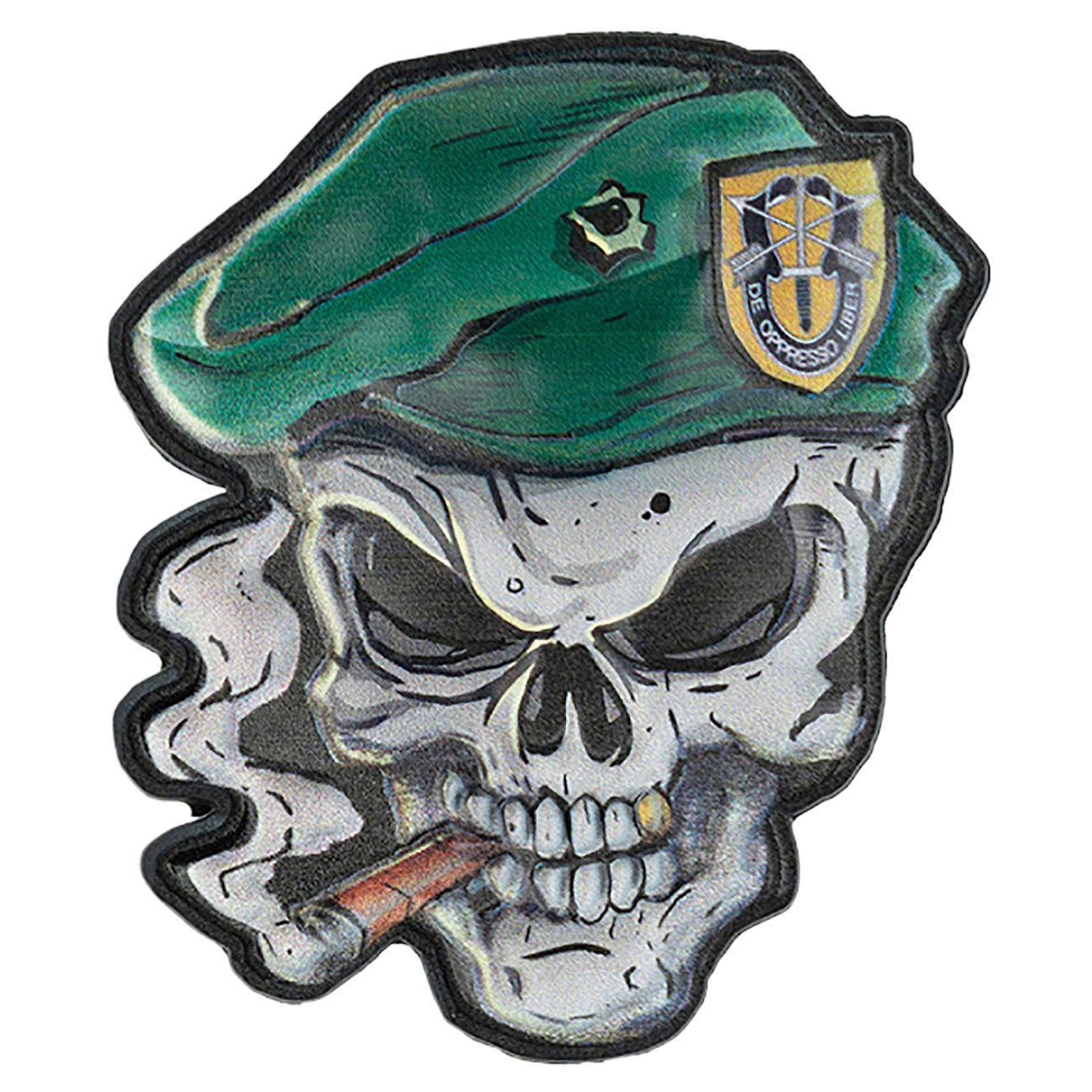 101INC 3D UV  Skull Patch  Green Beret mit Klettr�ckseite