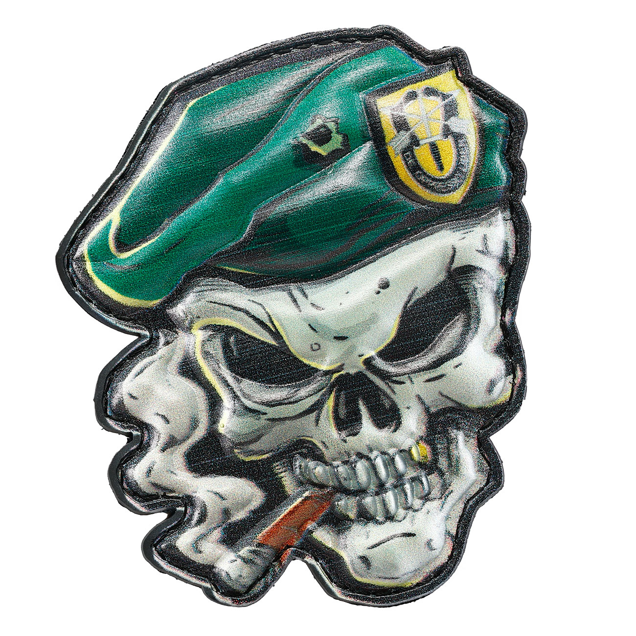 101INC 3D UV  Skull Patch  Green Beret mit Klettr�ckseite Bild 1