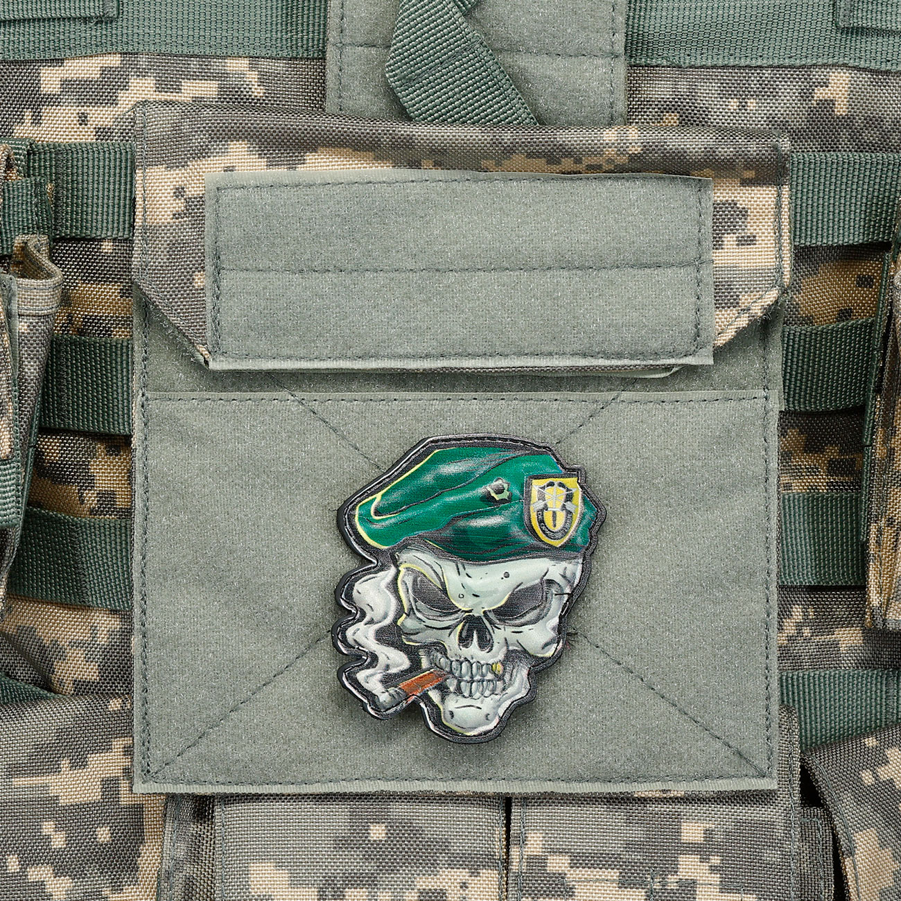 101INC 3D UV  Skull Patch  Green Beret mit Klettr�ckseite Bild 2