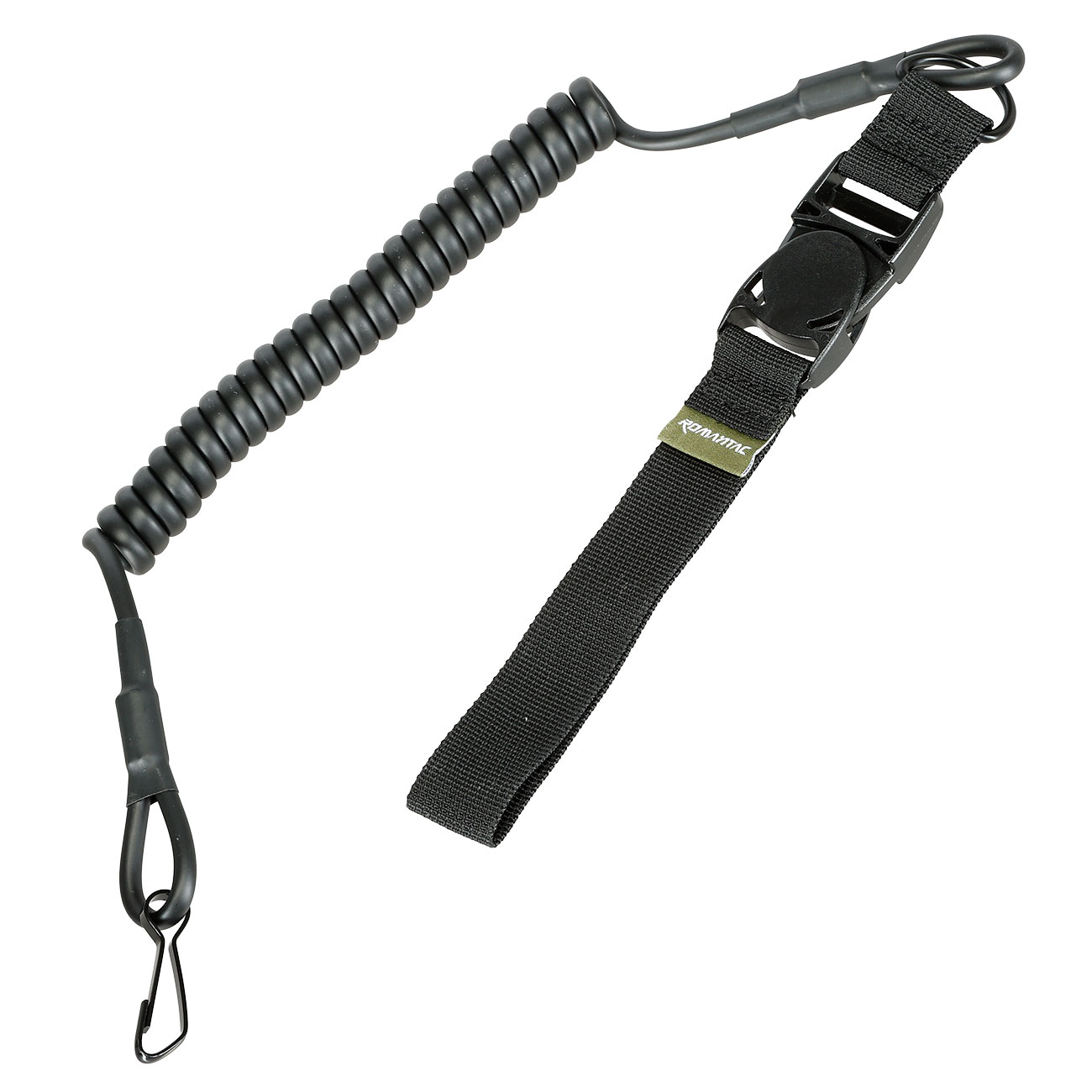 Romantac Tactical Pistol Lanyard / Fangriemen mit Clip und Schlaufe f�r G�rtel schwarz