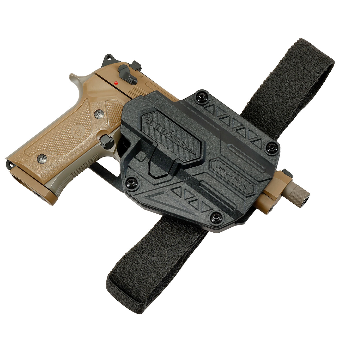 Romantac Modern Universal Tactical Holster Set mit Low Ride Plattform - f�r fast alle Full-Size / Compact Pistolen rechts schwar Bild 8