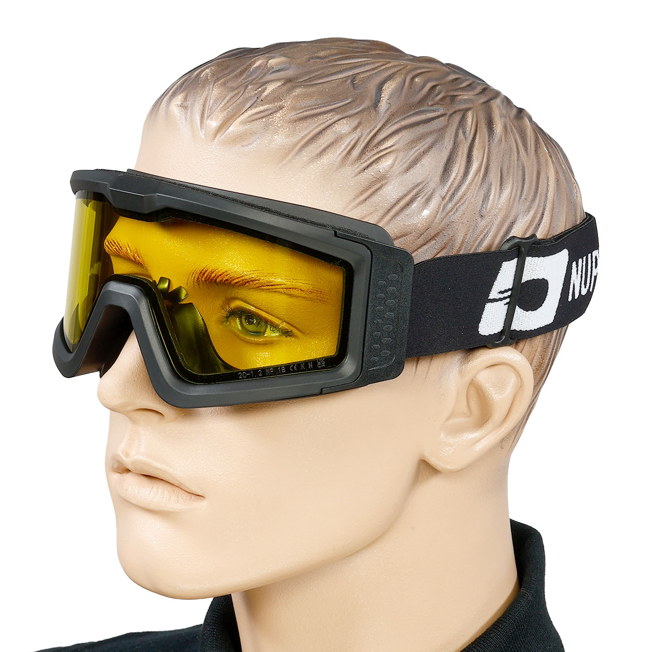 Nuprol Battle Visor Dual Lens Eye Protection Airsoft Helmbrille / Schutzbrille schwarz / gelb Bild 4