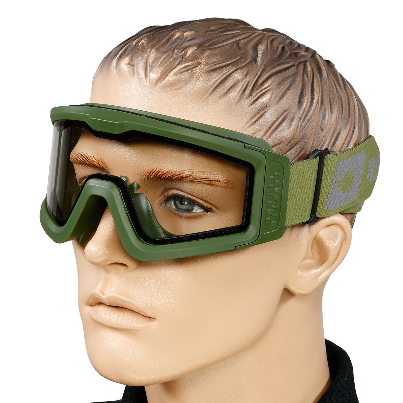 Nuprol Battle Visor Dual Lens Eye Protection Airsoft Helmbrille / Schutzbrille oliv / klar Bild 4