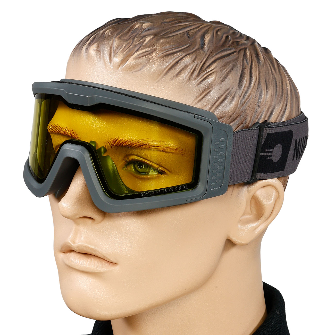 Nuprol Battle Visor Dual Lens Eye Protection Airsoft Helmbrille / Schutzbrille grau / gelb Bild 4