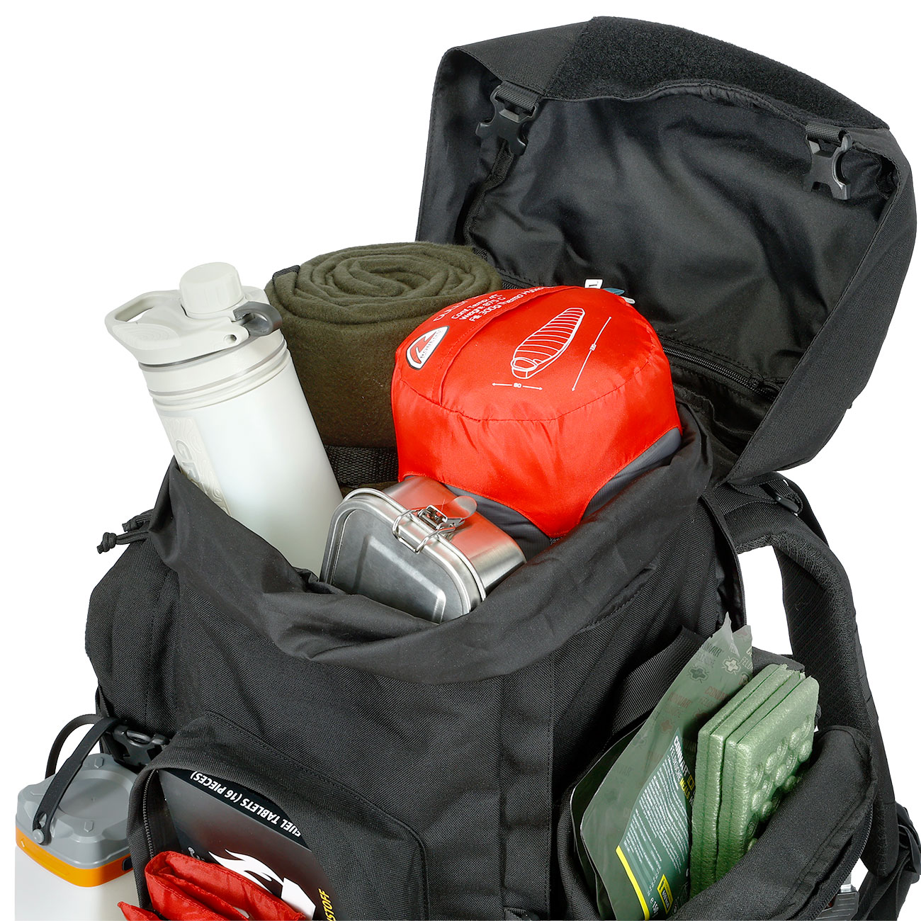 Highlander Rucksack Pinnacle 70 Liter Molle mit abnehmbaren Seitentaschen schwarz Bild 10